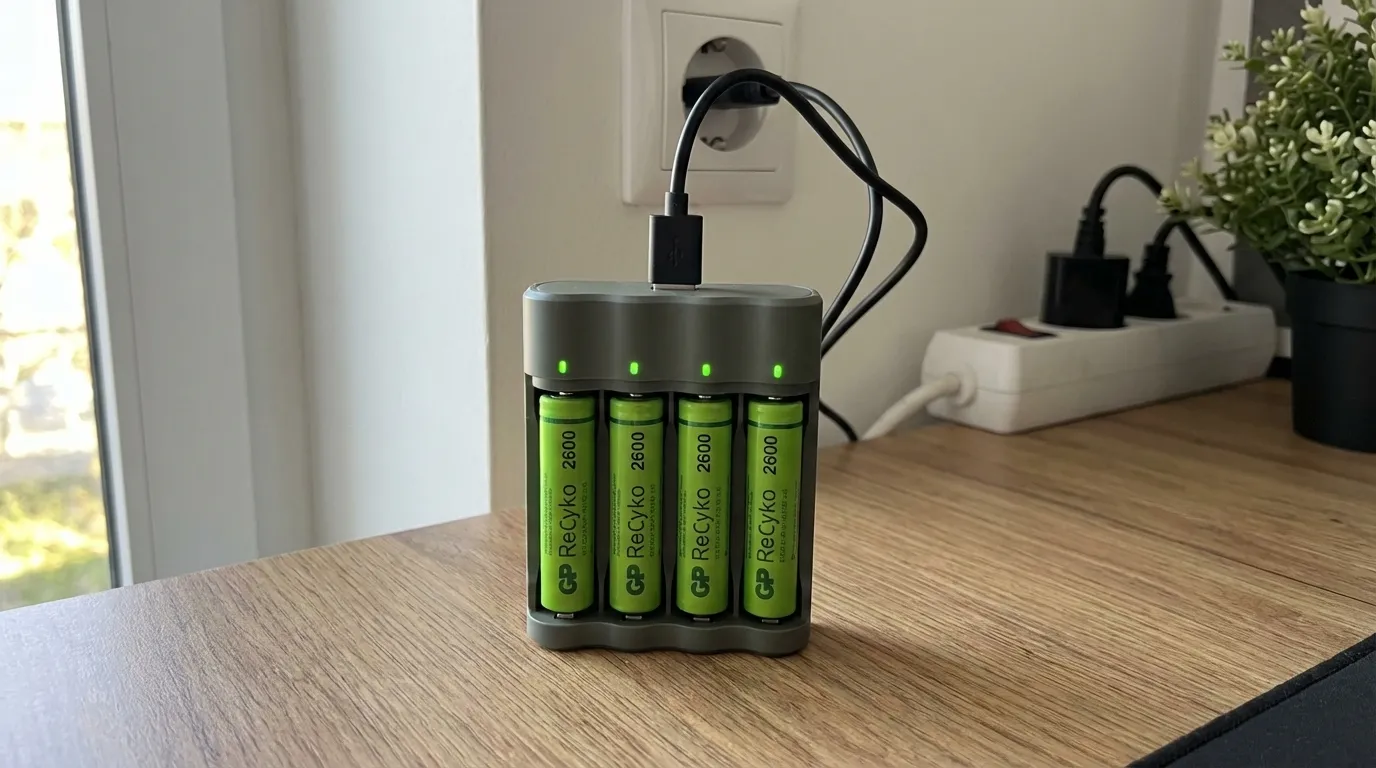 Batteriladdare (4h) inkl 4 st GP AA 2600mAh action